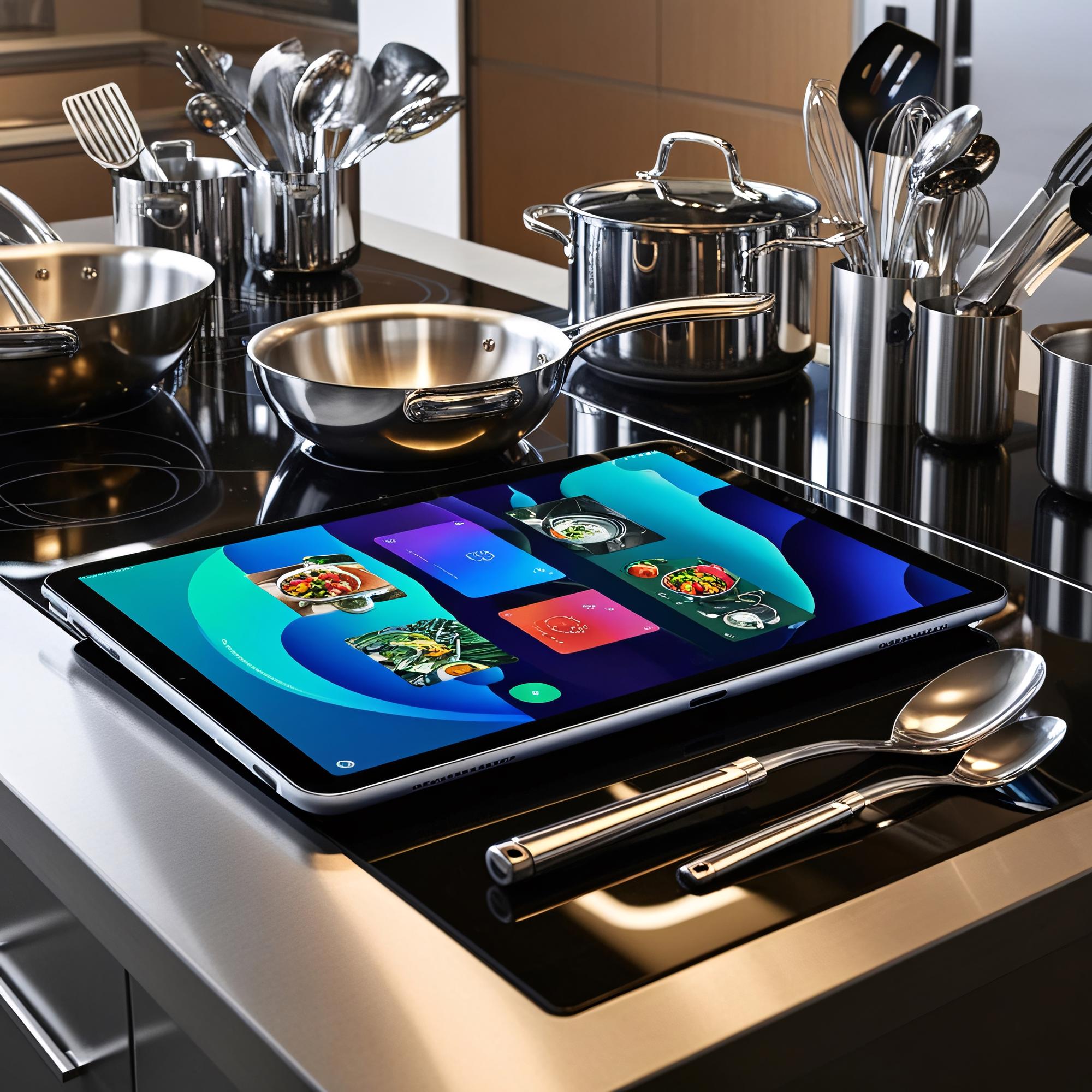 Set di strumenti da cucina professionale con interfaccia digitale